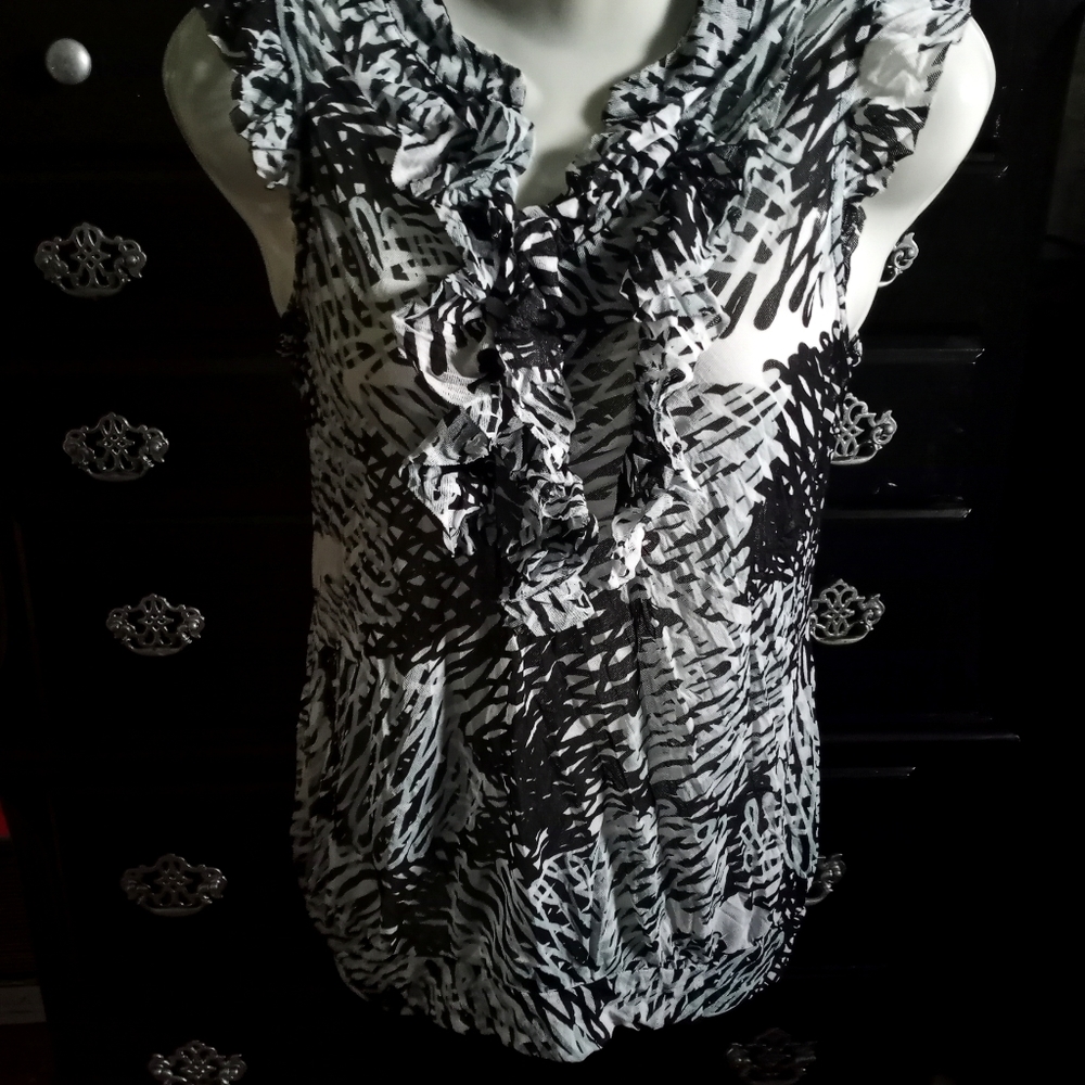 The Limited Pale Blue & Black Print Blouse